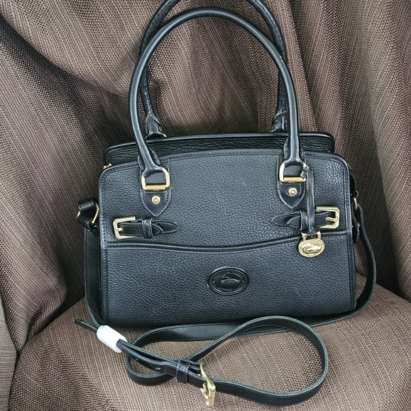 Dooney & Bourke Handbags - Vintage Dooney and Bourke AWL Double Buckle Satchel - Black